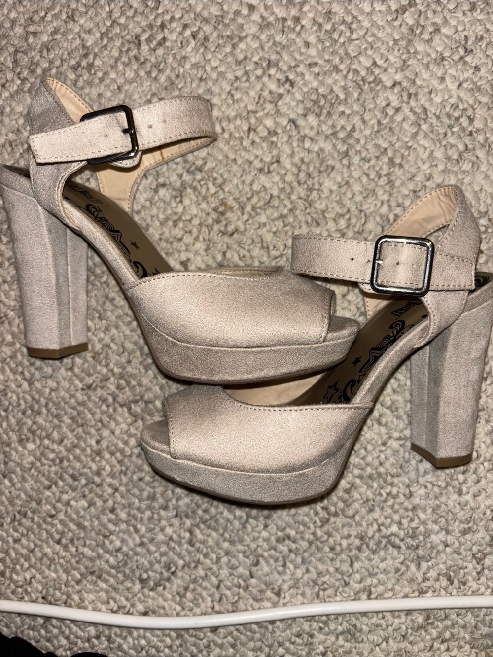Brash Beige Platform Block Heel Sandals